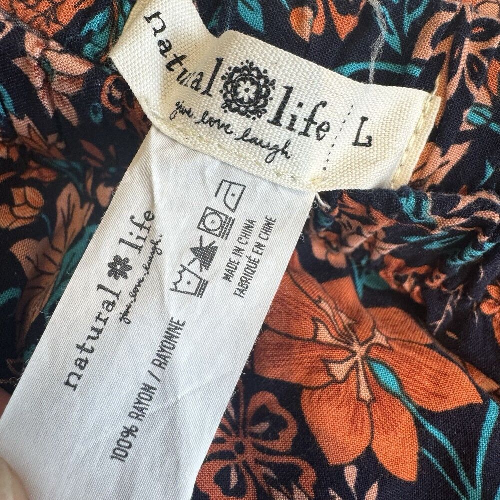 Natural Life Patti Wide Leg Palazzo Pants Women's L Boho Floral Festival - Picture 7 of 7